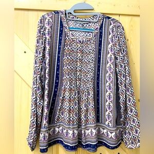 🥰😍Daniel Rainn Boho Country Blue & Purple Colorful Flowing Top
